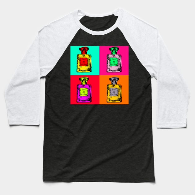 POP ART Perfume Bottle Baseball T-Shirt by BeautyMeow